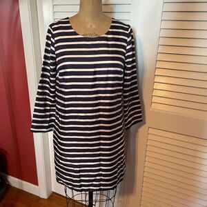 J CREW | navy orange white stripe silk shift dress 0